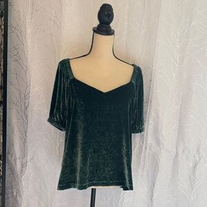 LOFT Deep Green Velvet Blouse